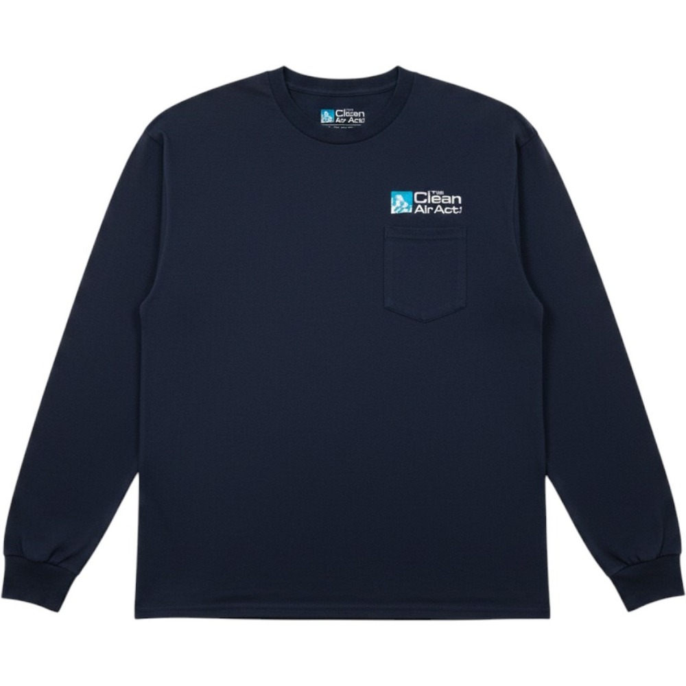 The Clean Air Act Long Sleeve Pocket T-Shirt Mens Large Navy Blue Corporate Logo